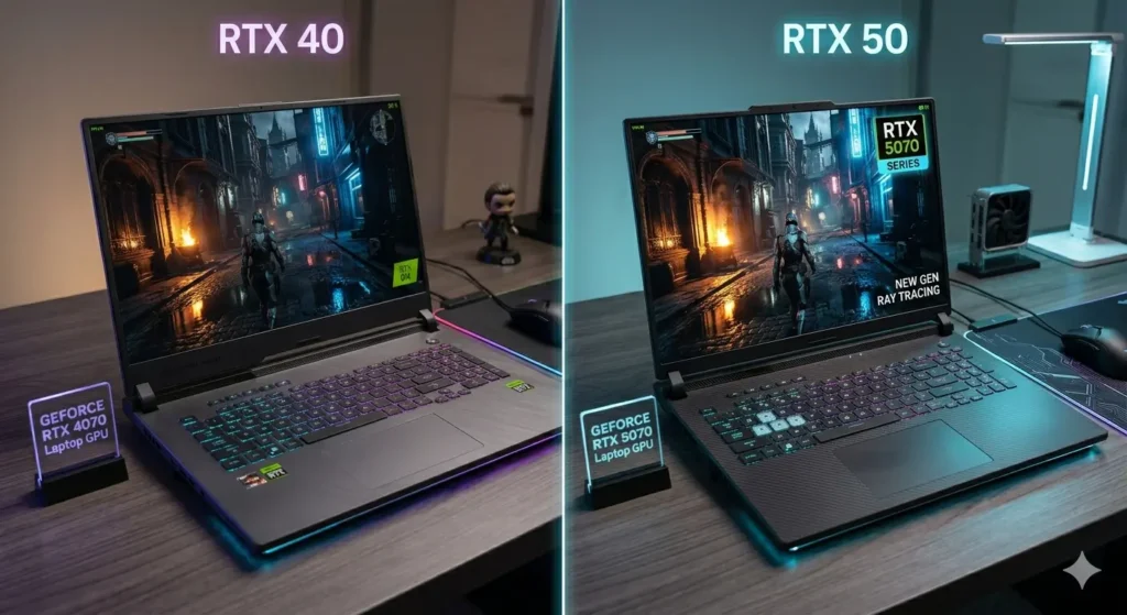 RTX 40 series versus RTX 50 series gaming aptop comparison