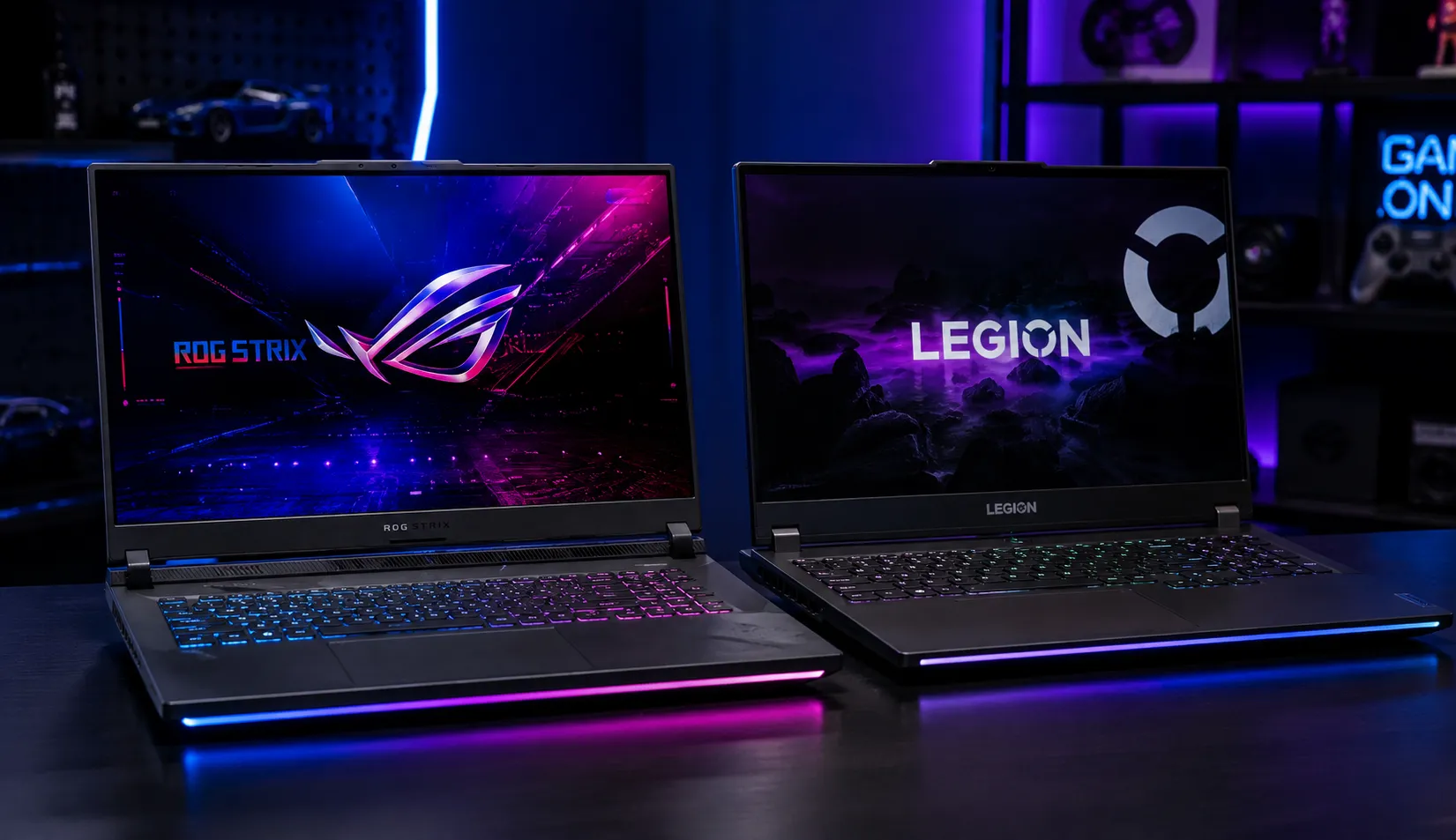 Two gaming laptops compared side by side in 2026